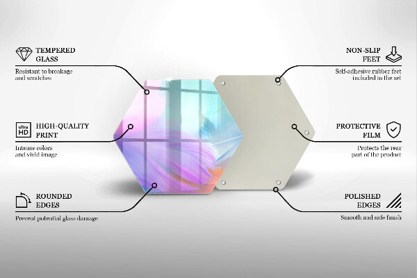 Skärbräda glas sexhörning Pastellfjädrar