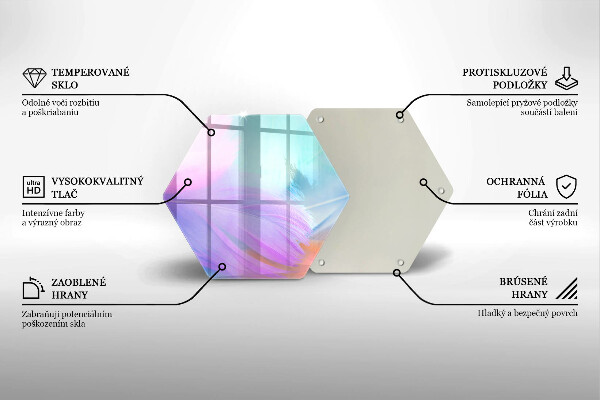 Skärbräda glas sexhörning Pastellfjädrar