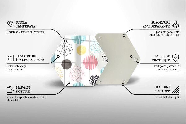 Skärbräda glas sexhörning Målade former