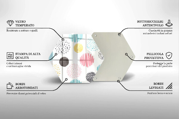 Skärbräda glas sexhörning Målade former
