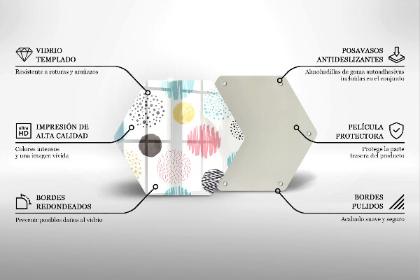 Skärbräda glas sexhörning Målade former