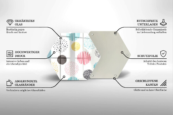 Skärbräda glas sexhörning Målade former