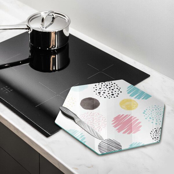 Skärbräda glas sexhörning Målade former