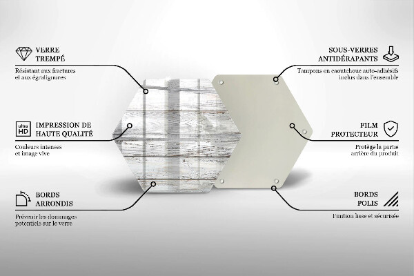 Skärbräda glas sexhörning Ljusa träskivor