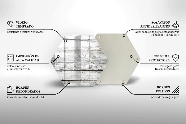 Skärbräda glas sexhörning Ljusa träskivor