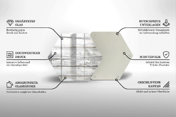 Skärbräda glas sexhörning Ljusa träskivor
