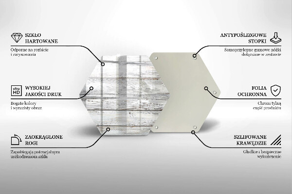 Skärbräda glas sexhörning Ljusa träskivor