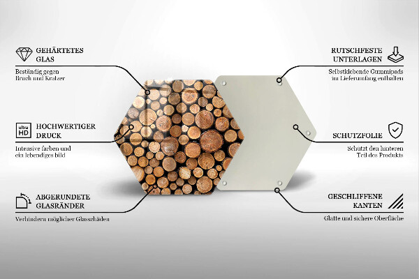 Skärbräda glas sexhörning Trädstammar
