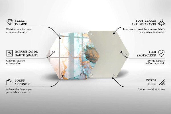 Skärbräda glas sexhörning Marmor abstraktion