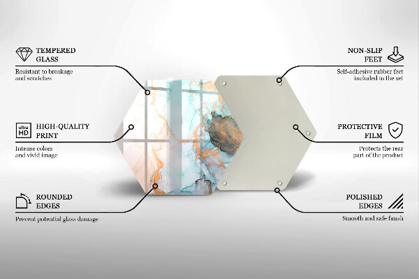 Skärbräda glas sexhörning Marmor abstraktion