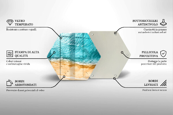Skärbräda glas sexhörning Strandstrand och hav