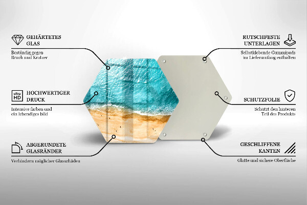Skärbräda glas sexhörning Strandstrand och hav