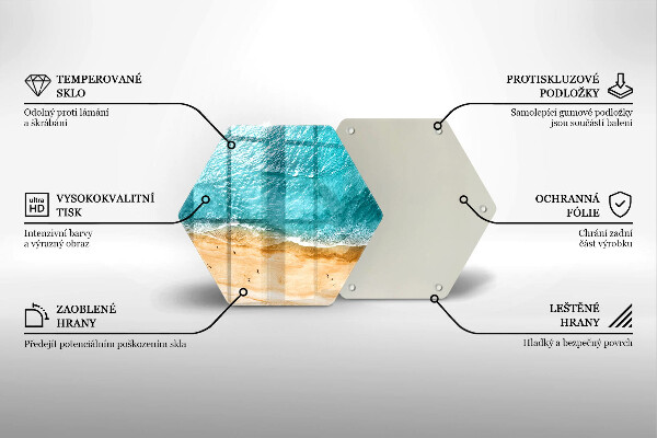 Skärbräda glas sexhörning Strandstrand och hav
