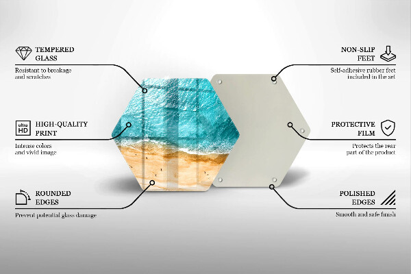 Skärbräda glas sexhörning Strandstrand och hav
