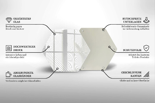 Skärbräda glas sexhörning Modernt linjemönster