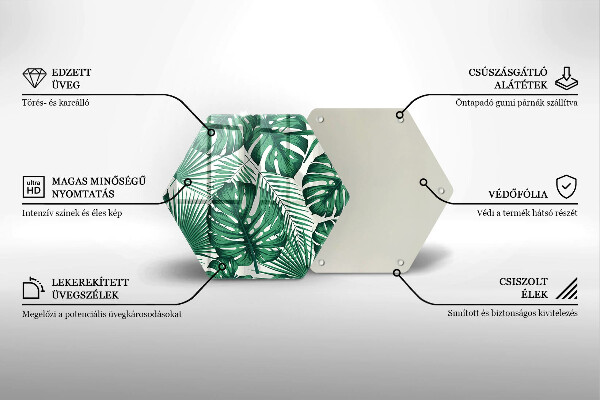 Skärbräda glas sexhörning Monstera lämnar
