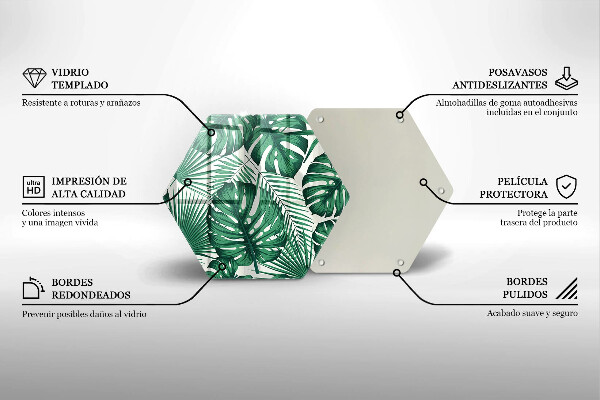 Skärbräda glas sexhörning Monstera lämnar