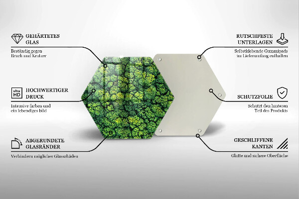 Skärbräda glas sexhörning Naturmossaväxt