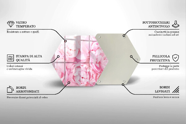 Skärbräda glas sexhörning Fina pioner