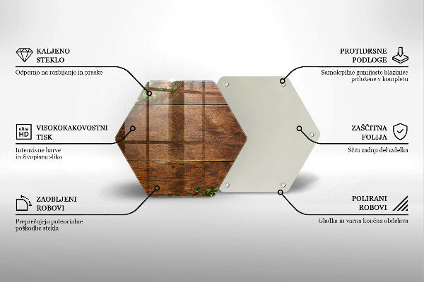 Skärbräda glas sexhörning Träskivor och löv