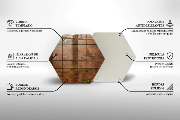 Skärbräda glas sexhörning Träskivor och löv