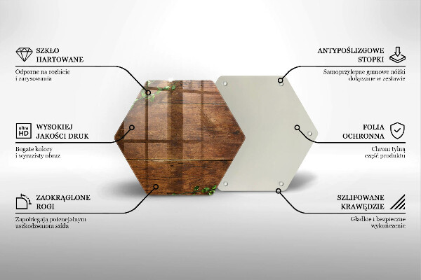 Skärbräda glas sexhörning Träskivor och löv