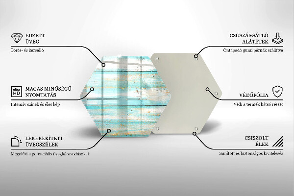 Skärbräda glas sexhörning Vintage träskivor
