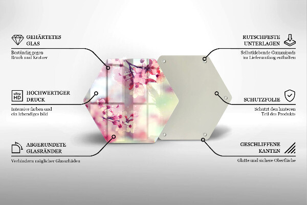 Skärbräda glas sexhörning Naturen äppelblommor
