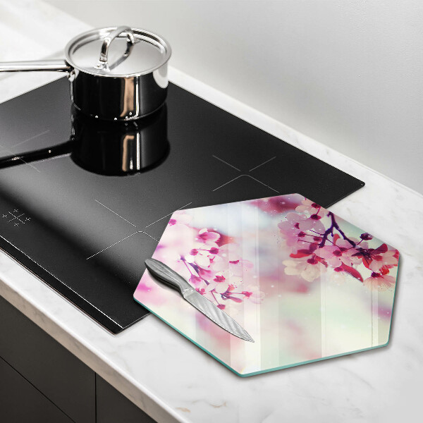 Skärbräda glas sexhörning Naturen äppelblommor