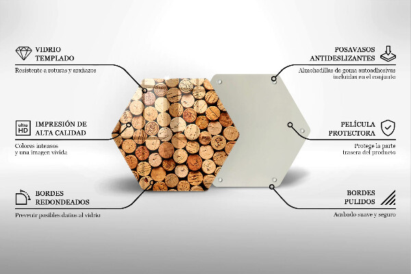 Skärbräda glas sexhörning Vinkorkar mönster