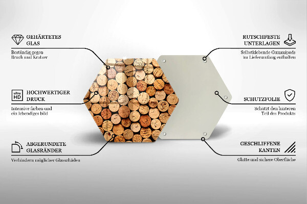 Skärbräda glas sexhörning Vinkorkar mönster