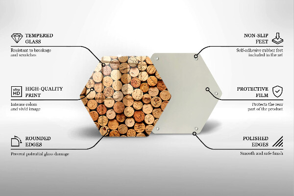 Skärbräda glas sexhörning Vinkorkar mönster