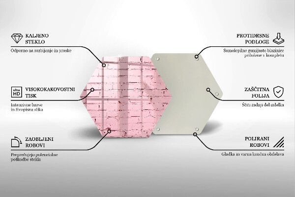 Skärbräda glas sexhörning Pastell tegelvägg