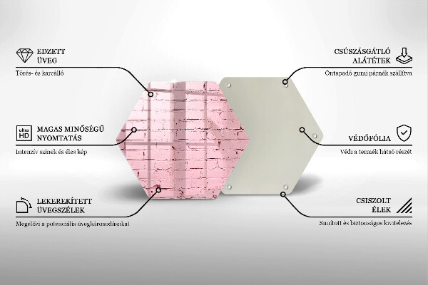 Skärbräda glas sexhörning Pastell tegelvägg