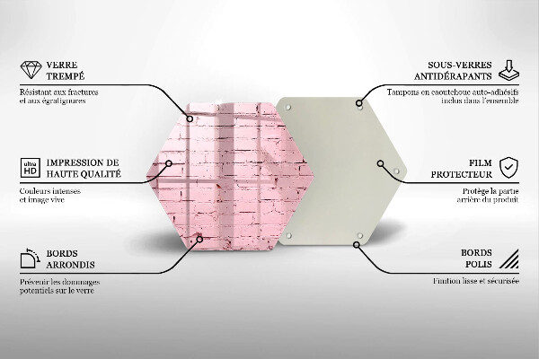 Skärbräda glas sexhörning Pastell tegelvägg