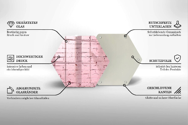 Skärbräda glas sexhörning Pastell tegelvägg