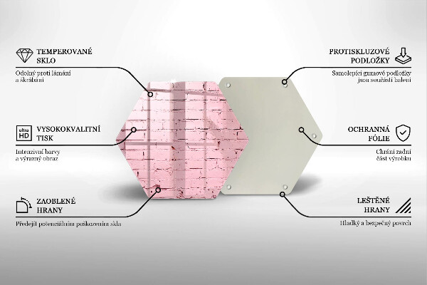 Skärbräda glas sexhörning Pastell tegelvägg