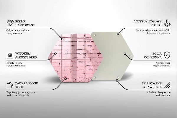 Skärbräda glas sexhörning Pastell tegelvägg