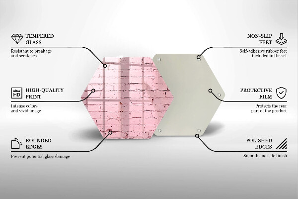 Skärbräda glas sexhörning Pastell tegelvägg