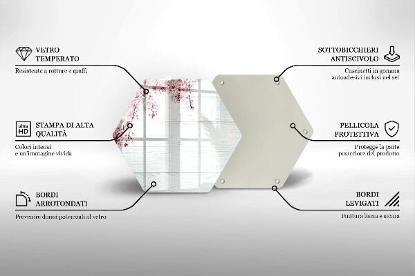 Skärbräda glas sexhörning Blommor på brädorna