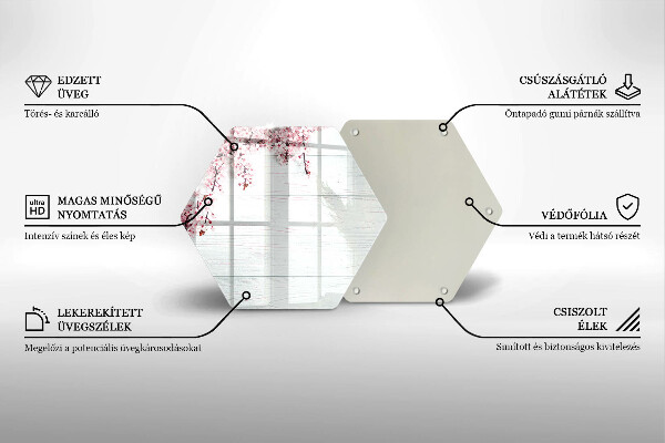 Skärbräda glas sexhörning Blommor på brädorna