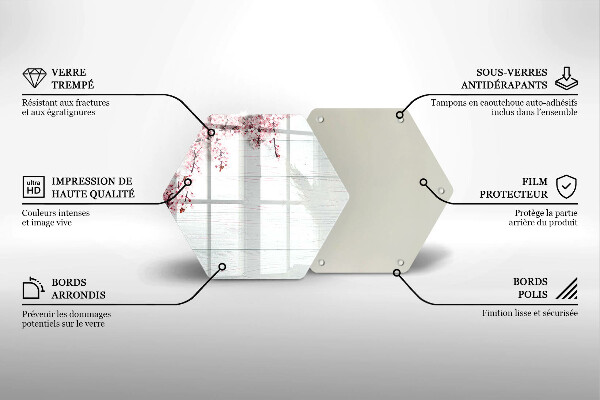 Skärbräda glas sexhörning Blommor på brädorna