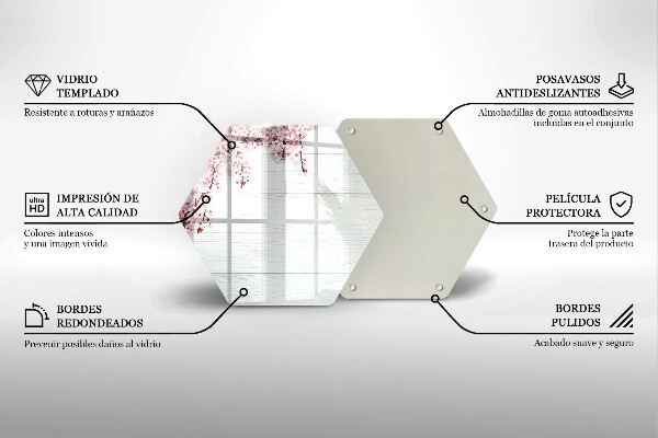 Skärbräda glas sexhörning Blommor på brädorna