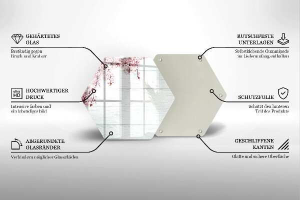 Skärbräda glas sexhörning Blommor på brädorna