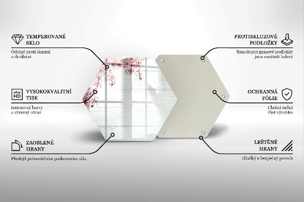Skärbräda glas sexhörning Blommor på brädorna