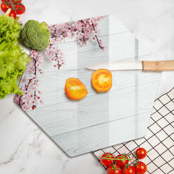 Skärbräda glas sexhörning Blommor på brädorna