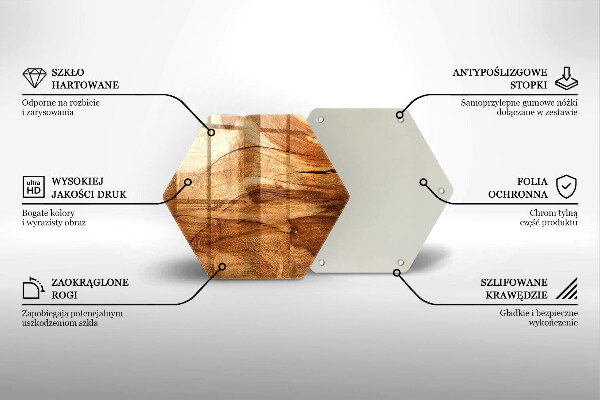Skärbräda glas sexhörning Träskiva textur
