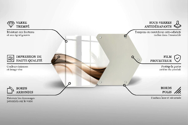 Skärbräda glas sexhörning Abstrakta bruna linjer