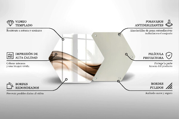 Skärbräda glas sexhörning Abstrakta bruna linjer