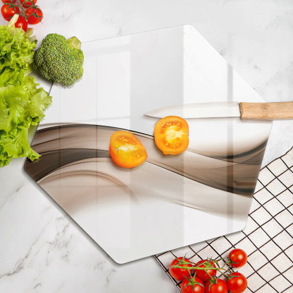 Skärbräda glas sexhörning Abstrakta bruna linjer